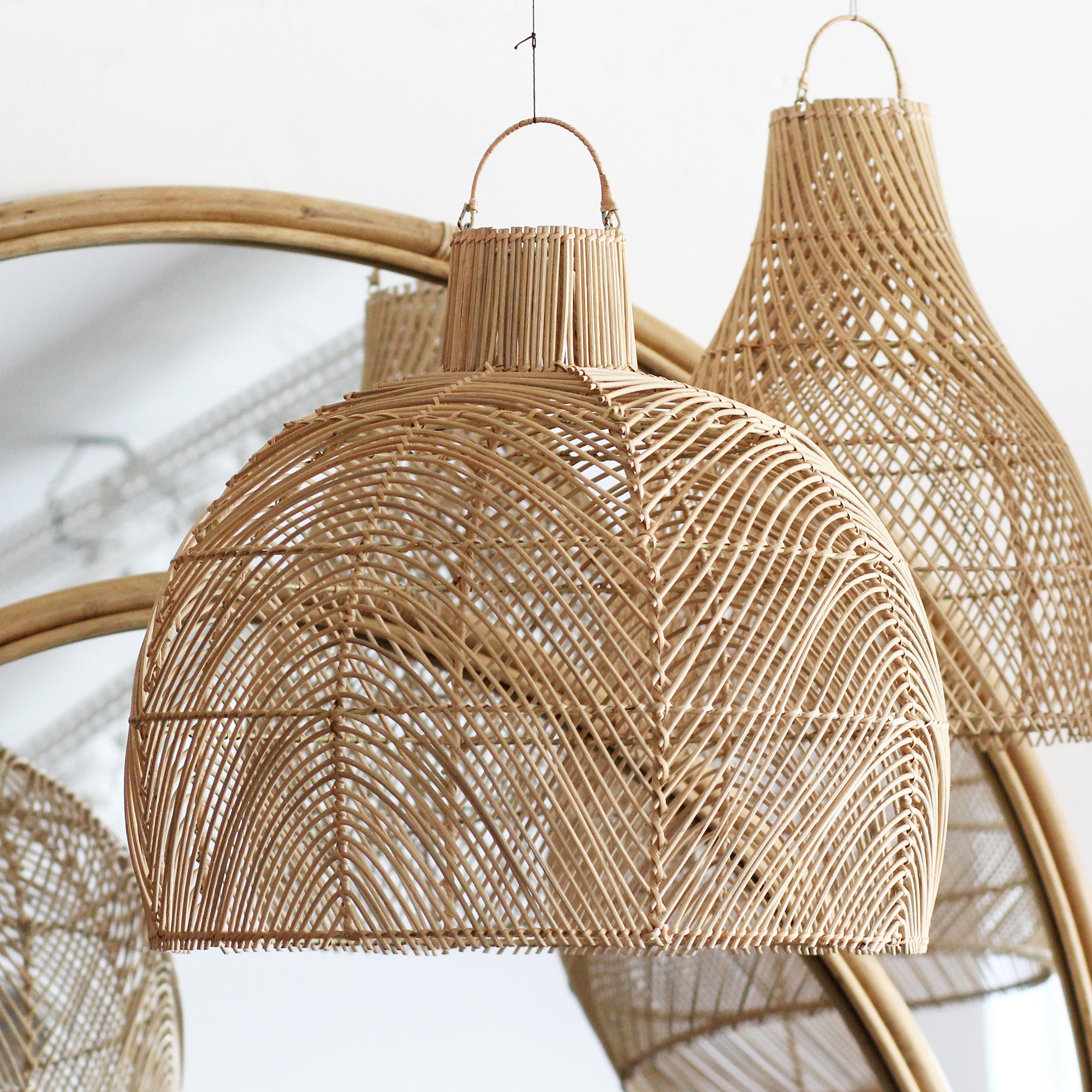 Luminária Pendente Dome em Rattan