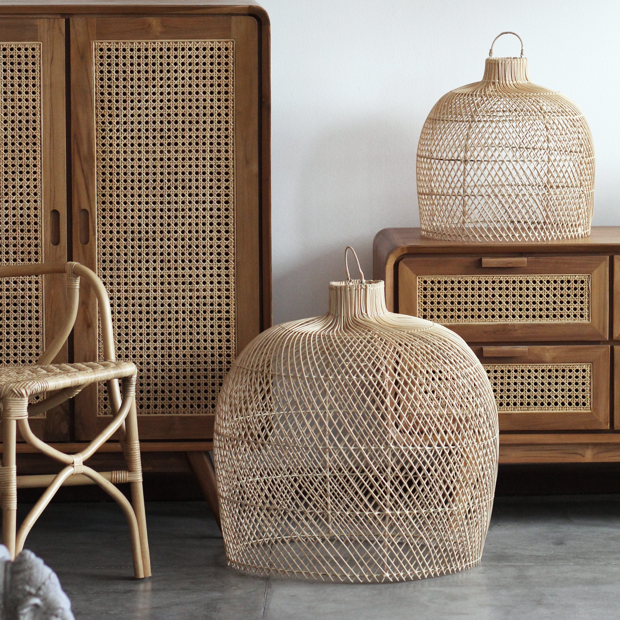 Luminária Pendente Boho em Rattan
