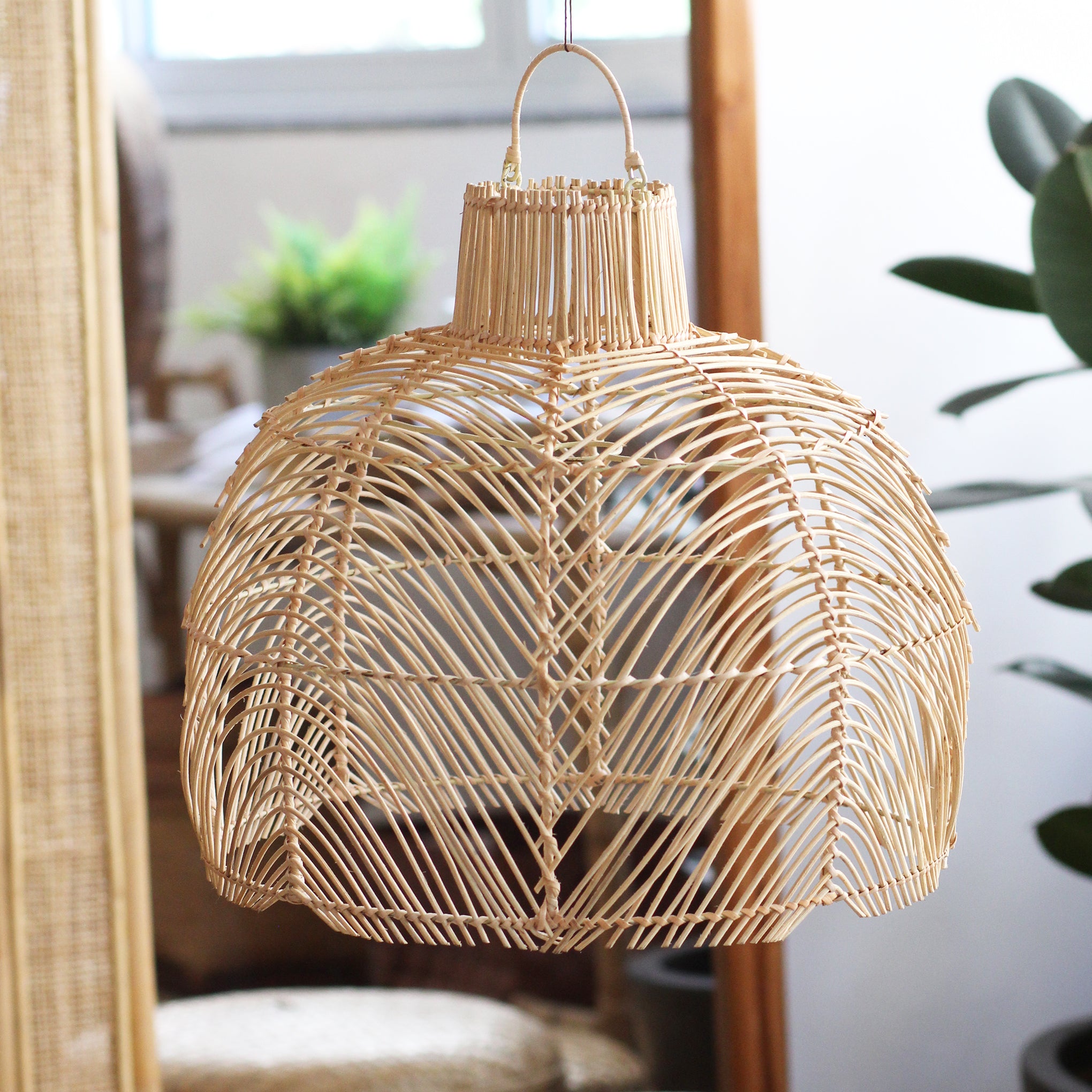 Luminária Pendente Dome em Rattan