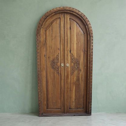 Porta Pahat — porta de madeira maciça esculpida — teca artesanal — Balai