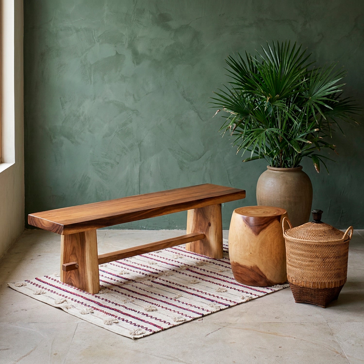 Banco Ukuran 150CM — banco madeira maciça natural — artesanal Bali — Balai
