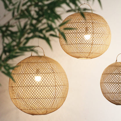 Luminária Pendente Globe em Rattan