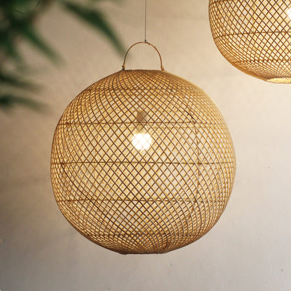 Luminária Pendente Globe em Rattan
