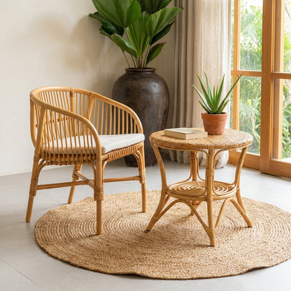 Mesa Joko — mesa de madeira natural artesanal — decoração étnica — Balai