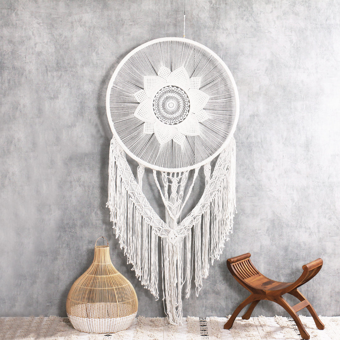 Mandala Macramê Flor Besar