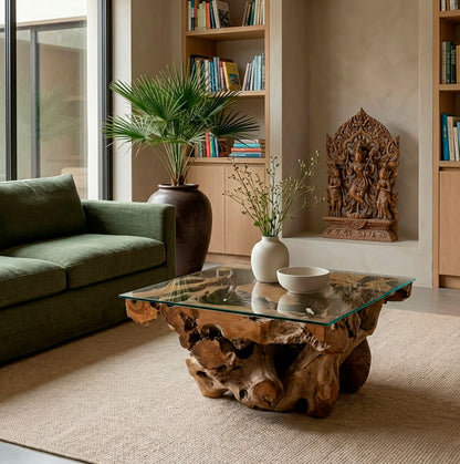 Mesa Raiz Suar Quadrada 80CM