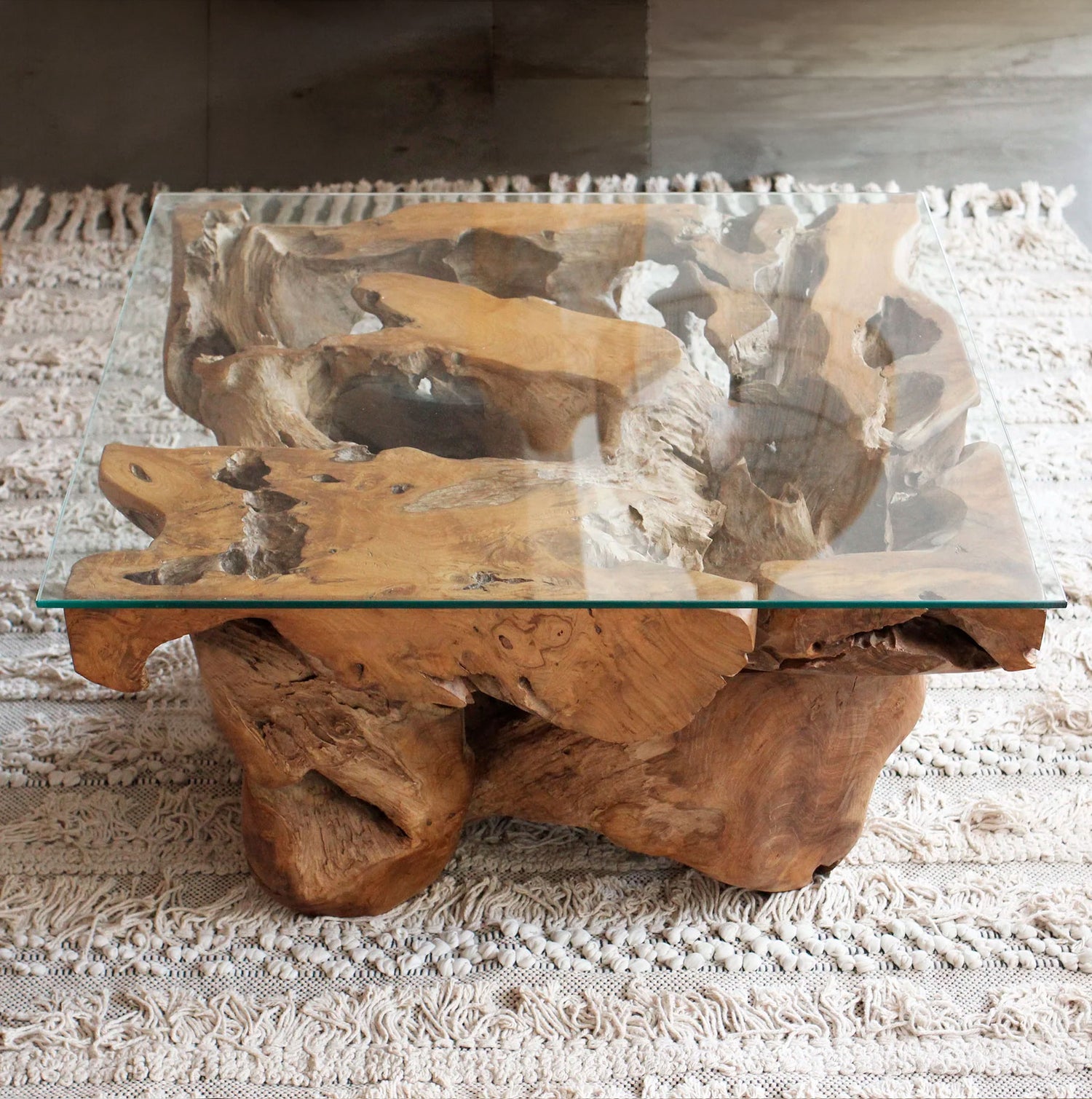Mesa Raiz Suar Quadrada 80CM