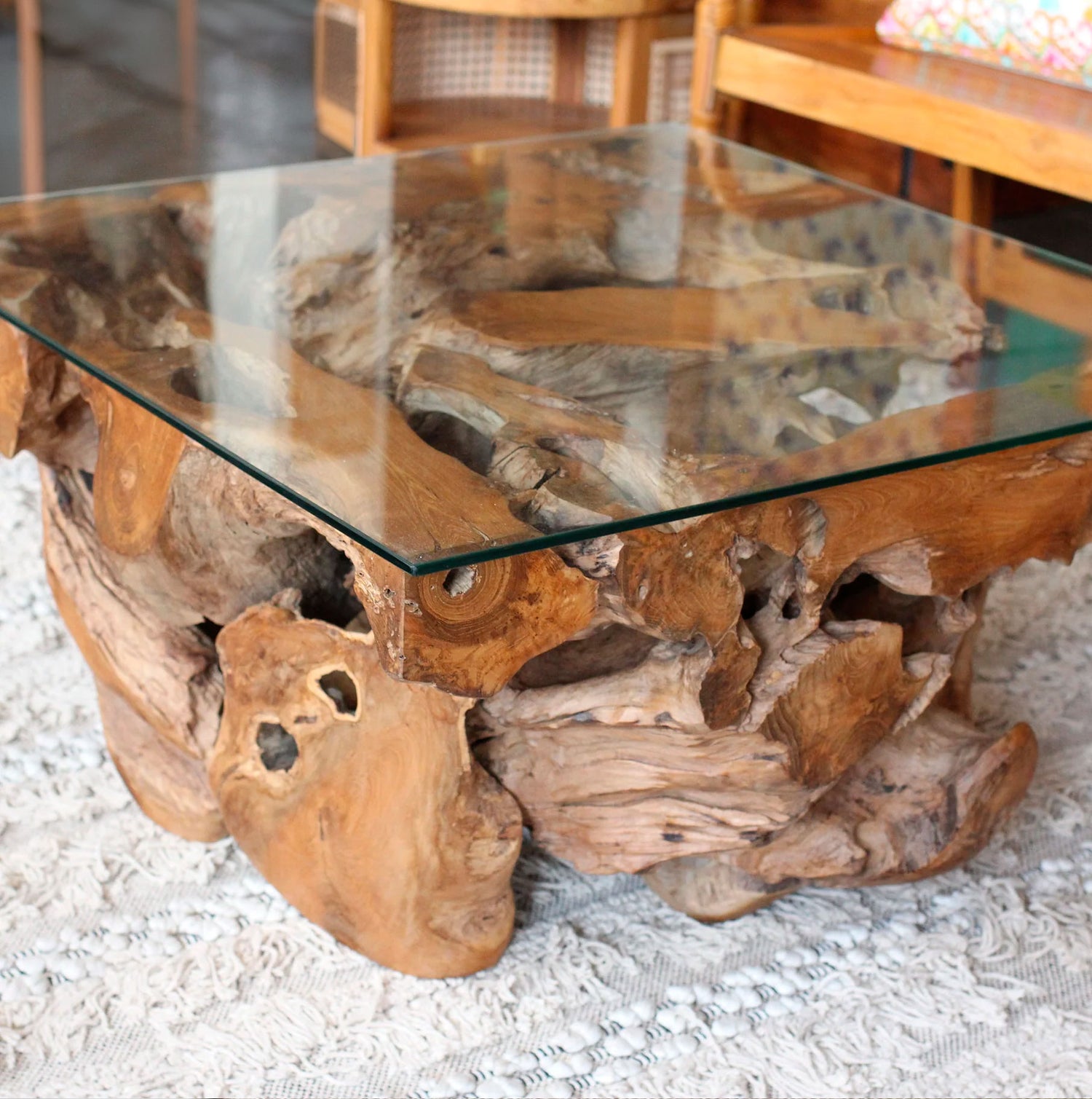Mesa Raiz Suar Quadrada 80CM