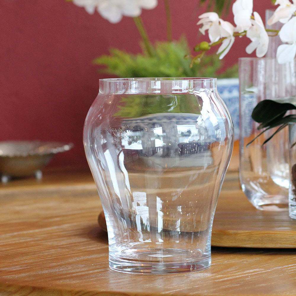 Vaso Vidro Transparente Breda — vaso decorativo artesanal — fibra natural indonésia — Balai